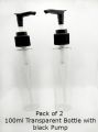 Pack of 2 / Empty Plastic Bottle 100ml Transparent with Black Pump / Empty Plastic Pump Bottle For Hair Oil, Shampoo, Lotion Refillable Empty Oil Bottles Transparent Hand Wash. 