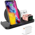 KKM Wireless Charger, 3 In 1 Wireless Charging Station, 10W Qi-Certified Charging Stand For ÎPhone 12/12 Pro/12 Pro Max/12 Mini/11 Pro Max/XS/8,  Watch, AirPods Pro(White QC 3.0 Adapter Included). 