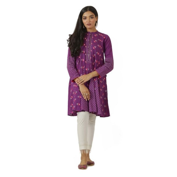 EGO Winter Collection 2019  Purple Ray  Purple Cotton Kurti For Women