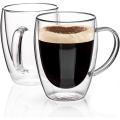 Set of 2 Double Wall Glass Coffee Mugs with Handle,Insulated Coffee Glass,Clear Espresso Cups,Heat-resistant Double-layer Milk Mugs,Egg-shaped Cup,Tea Cups,Set of 2,Dishwasher Microwave Safe (350ml). 