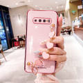 For Samsung Galaxy S10 Plus Back Cover with 3D Love Heart Wristband Chain Fashion Bracelet Shiny Plating Phone Case Soft Silicone Bumper Protective Cover. 
