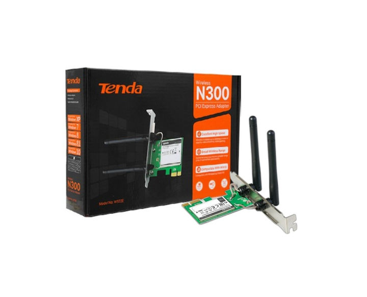 Tenda W322E Wireless N300 Express Adapter - Dual Antenna PCI - WiFi Card For PC