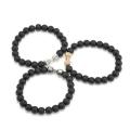 Unisex Fashion Black Matte Stone Dumbbell Fitness Gym Adjustable Punk Bracelet. 