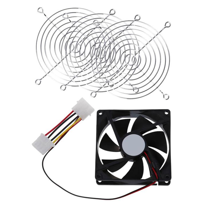 3Pcs 120mm 4.7inch Metal Fan Guard Protective Grill with DC 12V 4 Pin Black Plastic PC Cooling Fan 90mm x 90mm x 25mm