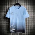 Summer T-shirt Artistic Mountain Pattern Round Neck Men Tops. 