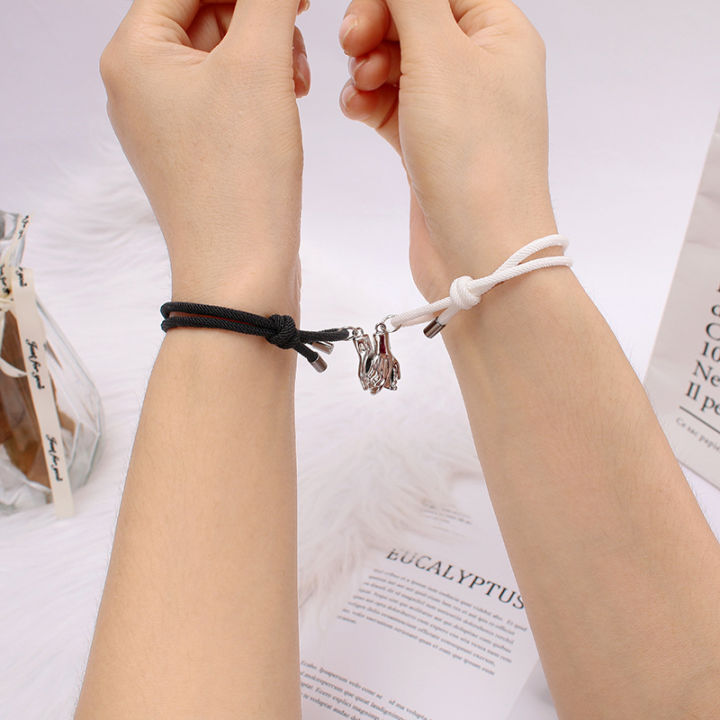 Matching Magnetic Bracelets for Couples – Adjustable Hold Hands Relationship Set