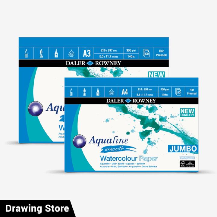 Daler Rowney Aquafine Hot Press Paper Watercolor Pads 12 Sheets - 300gsm
