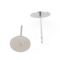 12 Pairs Earring Post Stud Hypo Allergenic Stainless Steel Earring Posts Base Flat Pad Blanks Pin Studs and Clear Rubber Earring Backs/Earring Back Stopper, Safety Back Jewelry Making Findings. 