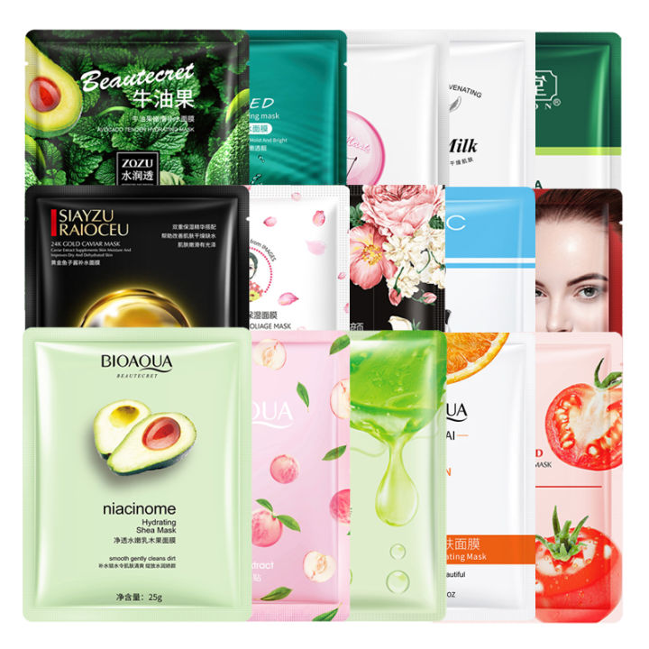 Pack Of 15Pcs Random Moisturizing , Glowing , Anti Aging Deep Repair Sheet Masks