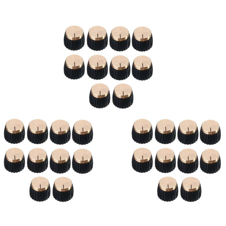 EITGZWAS 30Pcs Guitar AMP Amplifier Knobs Push-on Black+Gold Cap for Marshall Amplifier