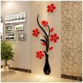 3D Vase Flower Wall Murals Wooden Wall Sticker Originality Sticker DIY Flower and Vase Wall Decal Wall Decor for Living Room Bedroom Decoration TV Wall Background Sofa Backdrop. 