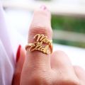Personalized Adjustable Double Name Couple Rings For Women Stainless Steel Custom Two Names Birthday Jewelry Men/Women Gift. 