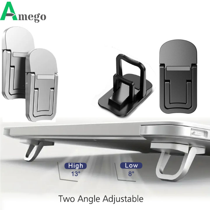 2PCs Laptop Riser Clip Mini laptop Stand, invisible Compact Foldable Laptop Riser and Cooling LaptopStand for all sizes Laptops, Tablets and mobile – Portable Laptop Stand, Aluminum mini laptopstand, Adjustable Height, Self-adhesive, Durable & Lightweight