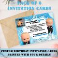 Customize Birthday Invitation Card Boss Baby Theme with Your Photo And Details (Pack Of 6). 