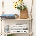 Wall Hanging shelf original wood 1 2 3 & 4 Tier Rope Hanging Shelf Wall Hanging Shelf, , Decorative piece By Padini Collection. 