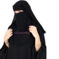 Saudi Arabic Soft Chiffon 3 Layer Niqab with Adjustable Side Elastic, 36 Inch Back Tail, Triple Layer Coverage for Women and Girls Modest Hijab for Arabic, Islamic, Dubai Style. 