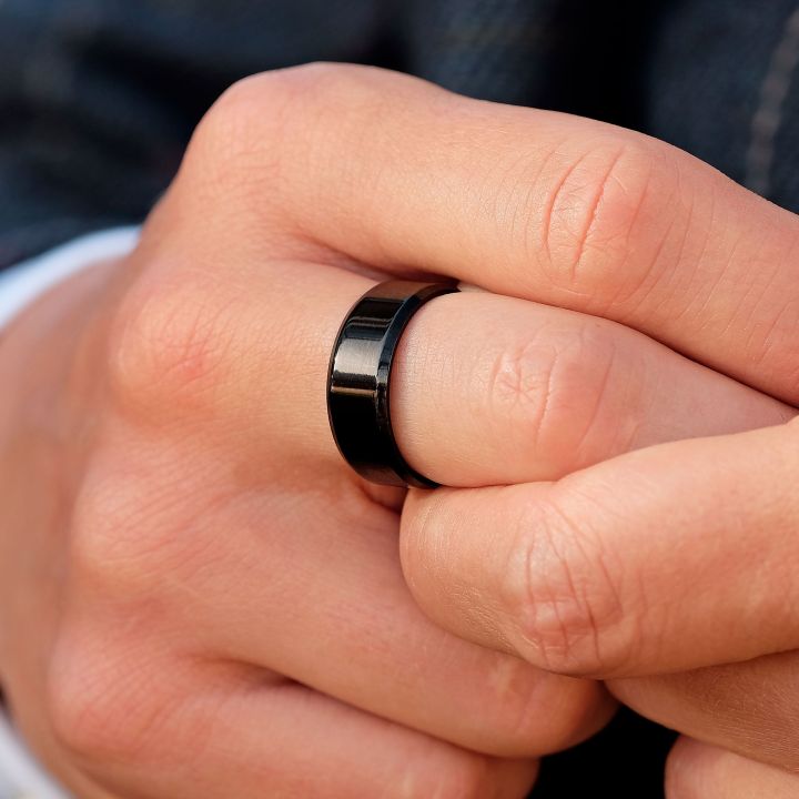 Stainless%20Steel%20Rings%20for%20Unisex%20/%20Cool%20Simple%20Band%208MM%20Width/%20Black%20Ring%20-%20Image%202