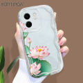 Hontinga for Infinix Smart 9 Hot 50i Back Cover Luckly Lotus Flowers Phone Case Wavy Curved Edge Soft Silicone Cover. 