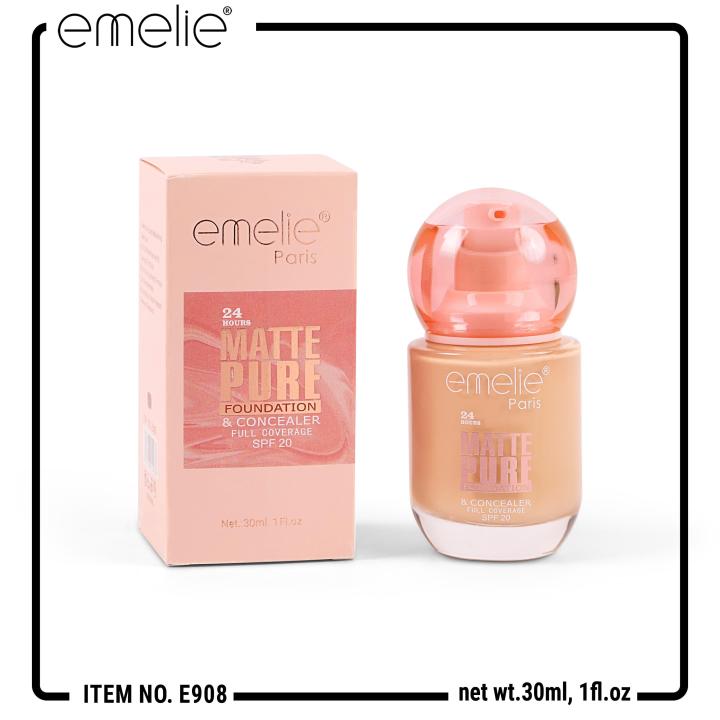🌟 24 Hours Matte Pure Foundation + Concealer – Full Coverage with SPF 20 🌟