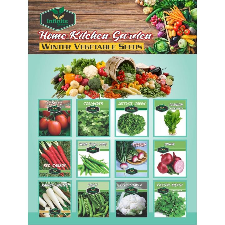 Pack of 12 winter Vegetables seeds With Free Gift (Total 1000 Plus seeds)