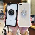 for iPhone 6 6s plus 7 8 plus X  case with gifts crystal pop socket holder and neck lanyard strap. 