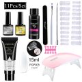 15ml Nail Extension Gel Set Glitter Clear Soaking Gel for Quick Extension Stencil Nail Extension Manicure Beginner Manicure Tool. 