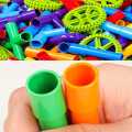 Interlocking Plastic Tubes Water Pipes with Wheels Building Blocks.. 