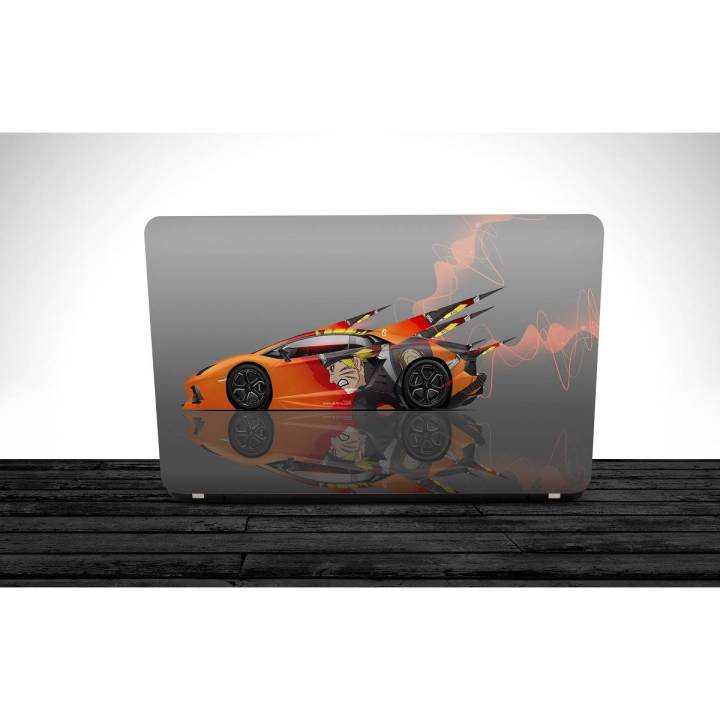 Orange and black Naruto vehicle vector art, Auto, Lamborghini Laptop Skin Vinyl Sticker Decal, 12 13 13.3 14 15 15.4 15.6 inch Laptop Skin Sticker Cover Art Decal Protector Fits All Laptops