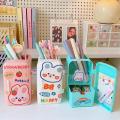 summerflowers Kawaii Organizer Refrigerator Pen Holder Student Cute Large-capacity Desktop Organizer Storage Creative Tube Sweet Pencil Case. 