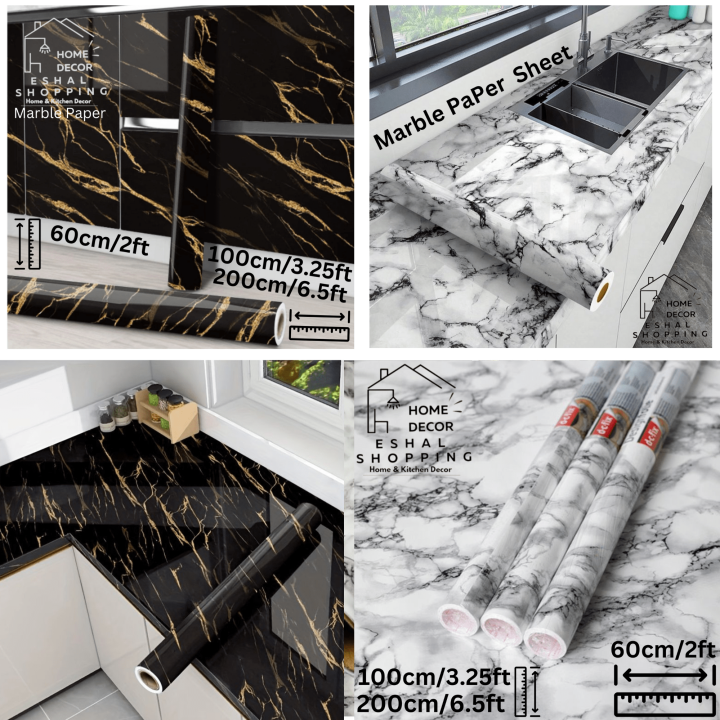 Marble Sheet - Marble Sheet Sticker - 60cm x 100cm/200Cm Marble Sheet Texture Design PVC Waterproof Self adhesive Wallpaper Sticker sheet Furniture New Skin Kitchen Cabinet Paper Stickers sheet Oilproof Table top Sticker sheet By F&e