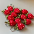 crochet strawberry keychain. 