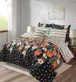 Latest Attractive Design 7PC Printed SaloniKa Cotton Comforter Set for Double Bed - Summer Collection, Best Quality, Multi Colors. 