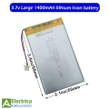 3.7V 1400mAh 88*55mm Lithium Ion Battery for Power Bank DIY ,Toys or Arduino Projects by Electrica. 