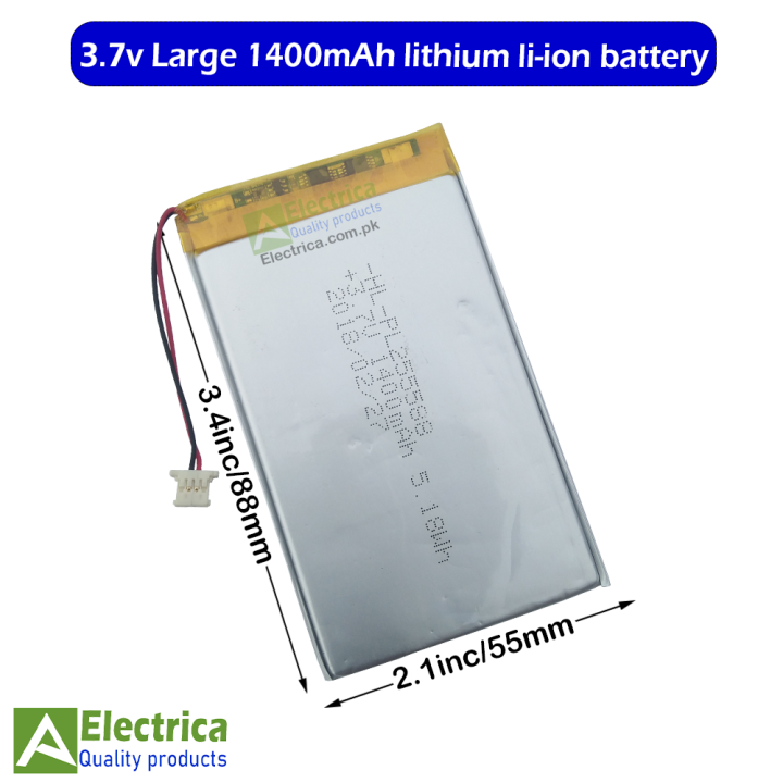 3.7V 1400mAh 88*55mm Lithium Ion Battery for Power Bank DIY ,Toys or Arduino Projects by Electrica
