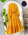 New Casual Frill Style Panel Work Long Frock For Women. 