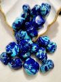 Acrylic Mix Shape/Size Blue Stone Marble Textured Large Beads for DIY Crafts - Pack of 20 pcs - Ideal for DIY, Crafting, Jewelry Making, Jewelry, and Dress Accessories.. 