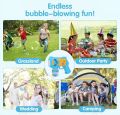 10 Holes Flashing Bubble Gun Bubble Maker Blaster With LED Light Bubble Blower for Party Favors Summer Outdoor Wedding Beach Pool Children's Creation Toys for Kids Interactive Gift for Boys and Girls Non Liquid Messy Bubble Gun With Attached Bottle System. 