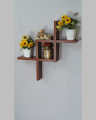 1 PIECE WALL HANGING SHELF CRISS CROSS DARK BROWN. 