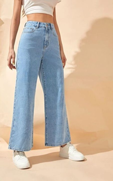 Ice%20Blue%20Women%20Wide%20Leg%20High%20Waist%20Denim%20Jeans%20Pants%20For%20Girls%20%7C%20Factory%20Outlet%20-%20Image%204