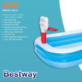 Bestway 54122 Basketball Inflatable Play Swimming Pool 8 Ft For Kids 87 Inch Inflatable Rectangular Large Kids & Family Swimming Pool With Basketball Summer Season Pools Party With Inflatable Vinyl Deep Swimming Pool With Play Basketball Indoor Pool. 