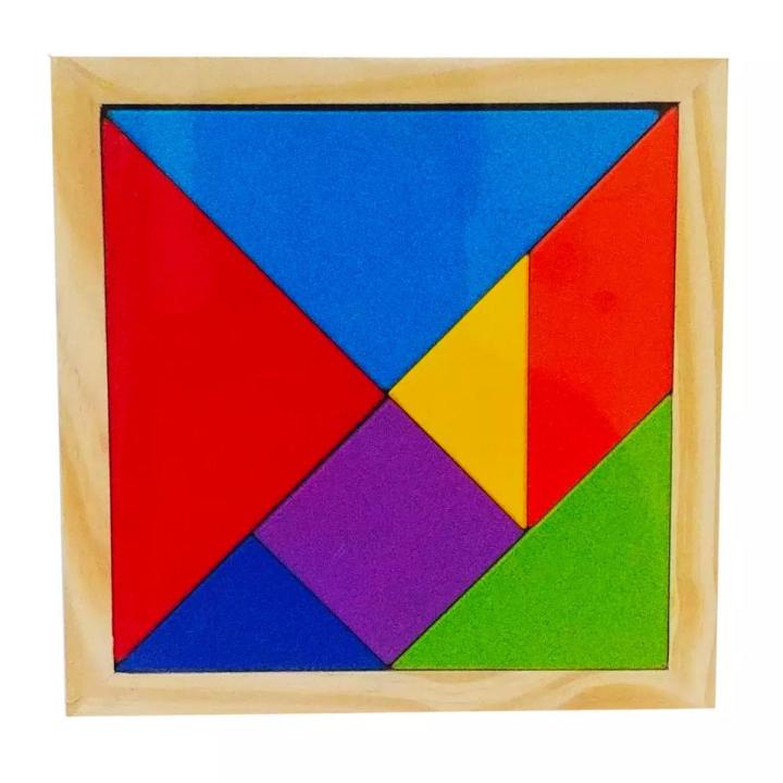 Wooden Tangram Shape Puzzle Size : 7 x 7 Inch