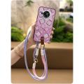 Diagonal Fashion Design Phone Case For Sharp Aquos R7/SH-52C Back Cover Full wrap Silicone Necklace Graffiti Lanyard TPU. 