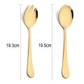 【FUN LIVE】 2Pcs Black Salad Spoon Fork Stainless Steel Salad Dessert Spoon Cutlery Set Serving Spoons Kitchen Utensils Accessorie Tableware. 