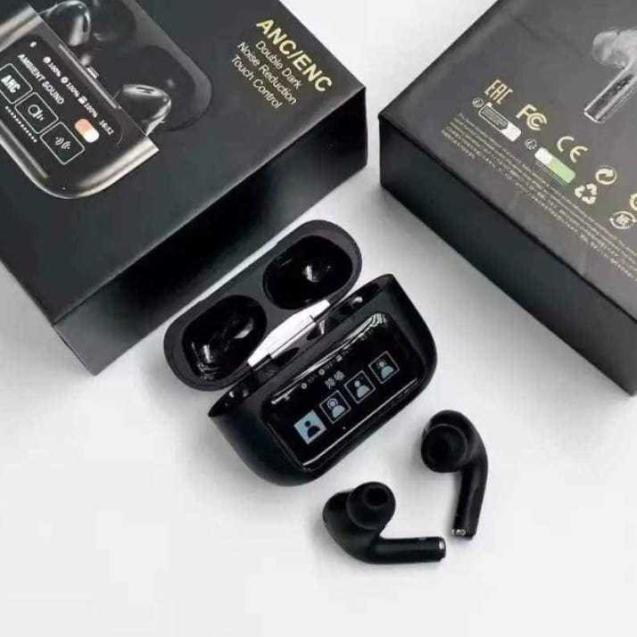A9 PRO Wireless Bluetooth Earbuds - Digital Display, ANC + ENC, Wireless Charging