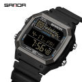 Sanda Trendy Small Square Multi functional Fashion Watch Waterproof Men's Watch Gift SD6196-1. 