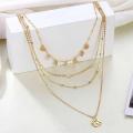 Women Multilayer Choker Horn Long Crescent Moon Coin Pendant Chain Necklace Collar Jewelry. 