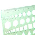 Green Plastic Circles Squares Hexagons Geometric Template Ruler 0-20cm. 