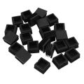 QUANBU 48 Pcs 30mm x 30mm Plastic Ribbed Square End Caps Tube Insert Black. 
