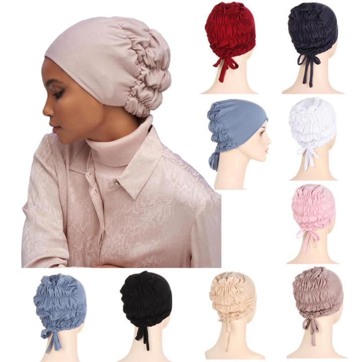 Adjustable Satin Lined Turban Cap Elastic Bottoming Cap Under Scarf Silk Underscarf Cap Hijab