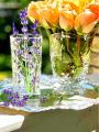 Imported Stylish Quality Transparent Embossed Flower-Design Glass Flower Vase/Central Flower Decoration Glass Vase.. 